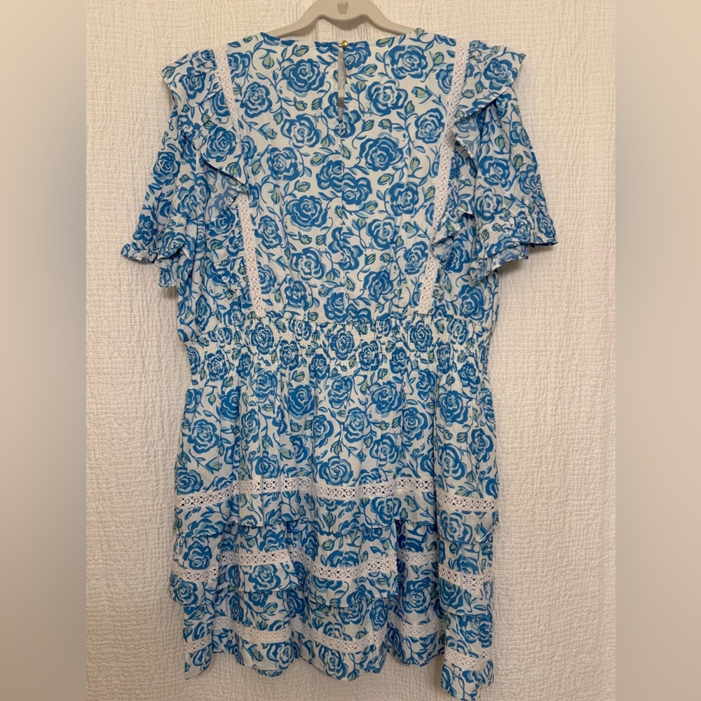 Sail to Sable Blue Rose Floral Tiered Dress XXL NWT $248 - Picture 9 of 9